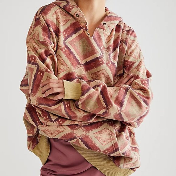 NEW! Free People It's A Vibe Printed Hoodie War Combo - Picture 1 of 5